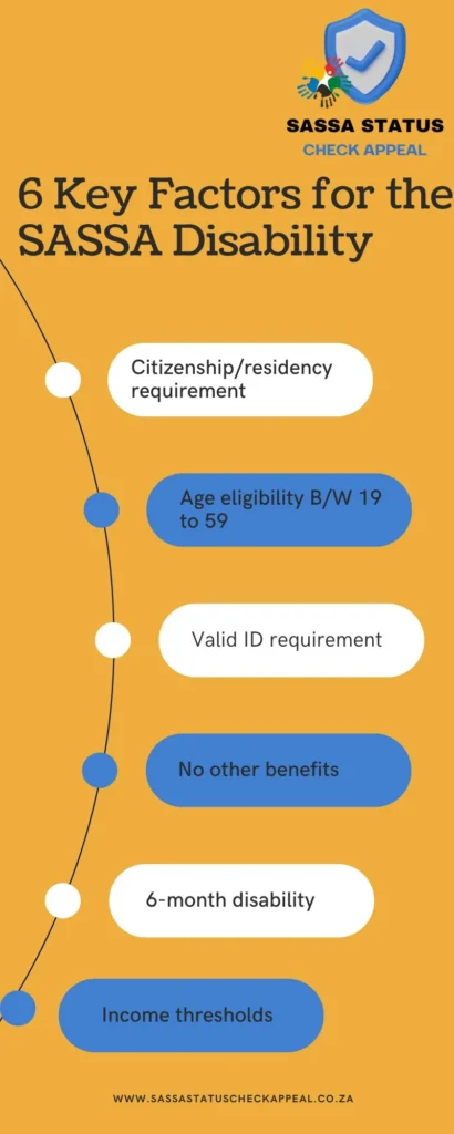 Key Factors for the SASSA Disability Grant Eligibility Criteria