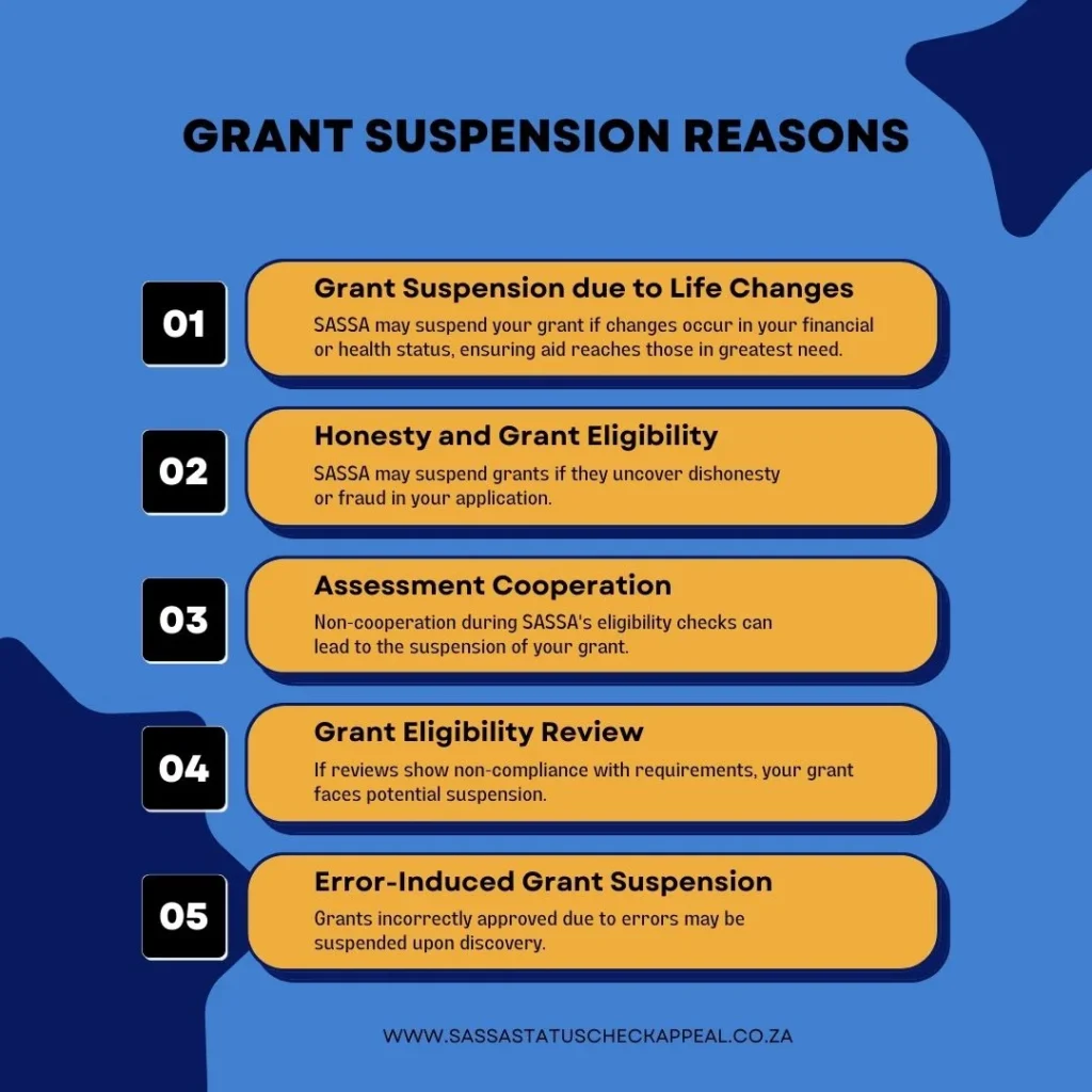 sassa grant in aid suspension reasons